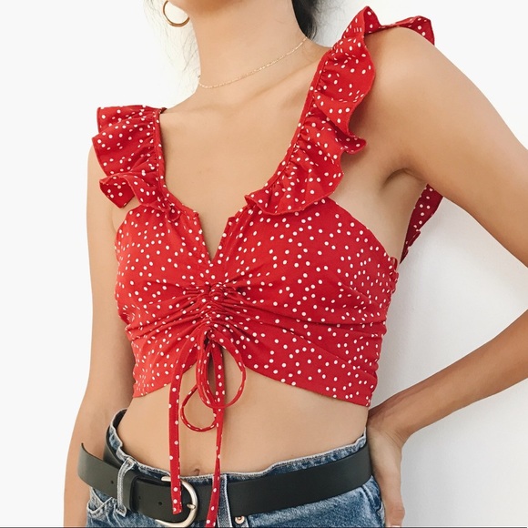 ruffle tie crop top - Picture 1 of 4